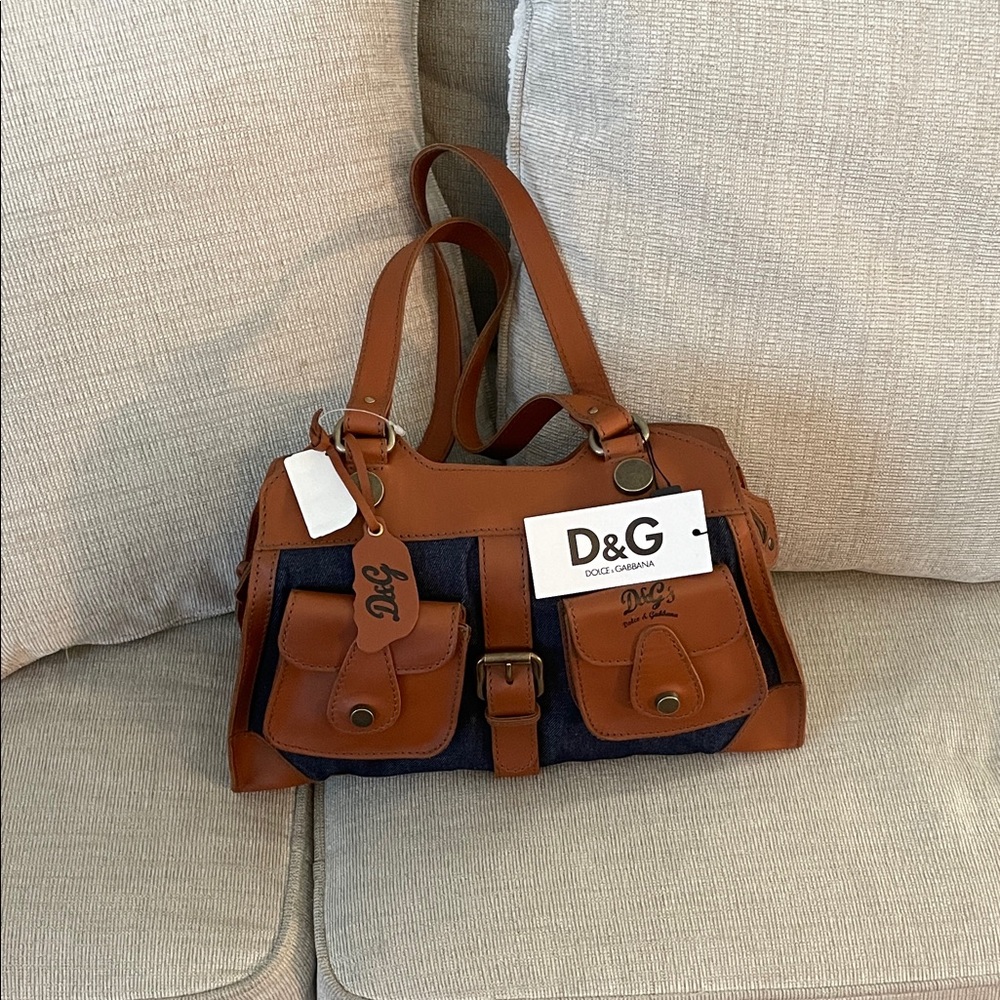 D&G Tan and Black Messenger Bag